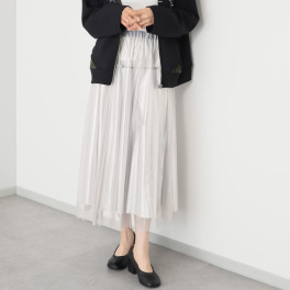 クオリー チュール＆サテン プリーツスカート