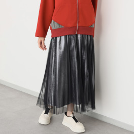 クオリー チュール＆サテン プリーツスカート
