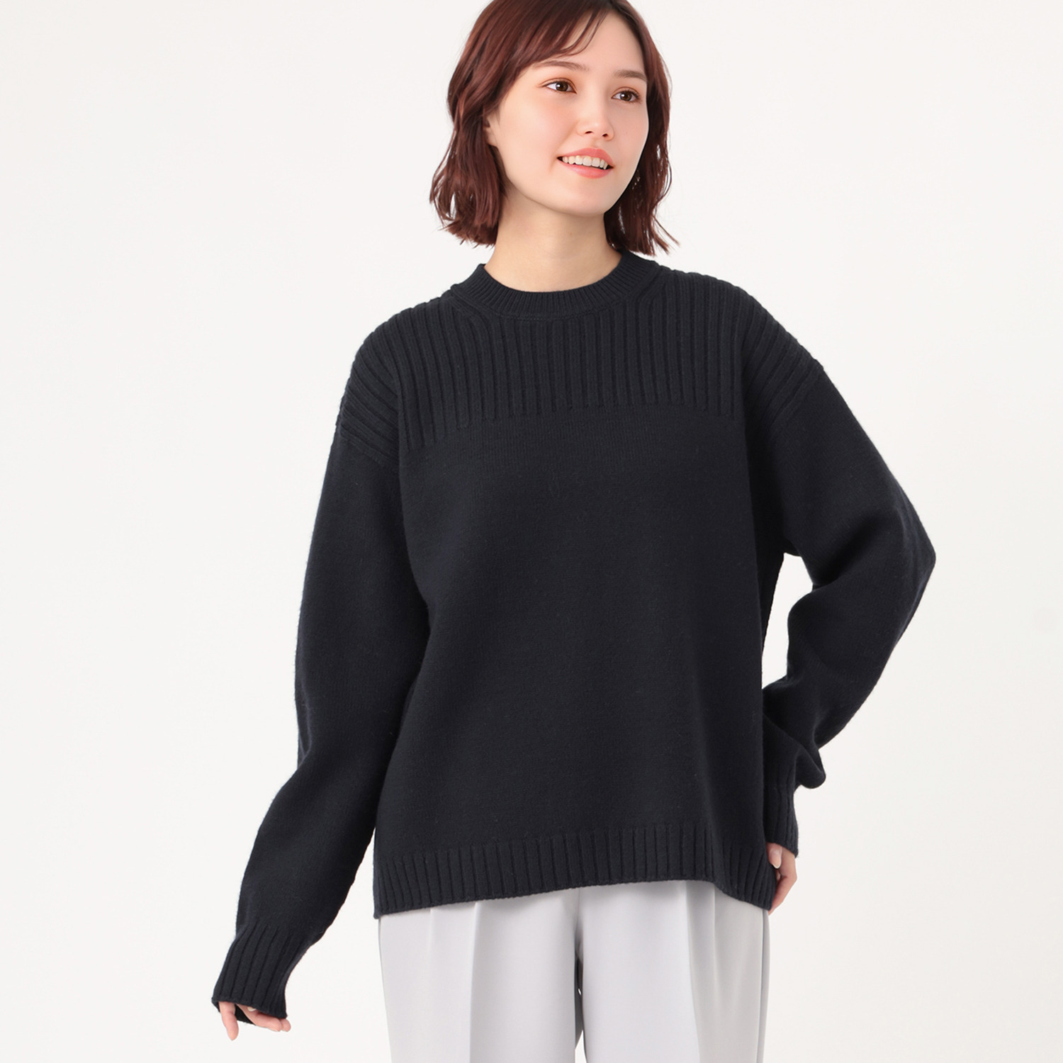 エマキュレイト 日本製　メリノウール 梳毛　ホールガーメント ニットプルオーバー