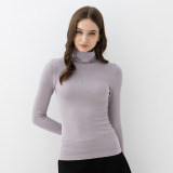 美人工房 やさしくボディにフィット モダール混リブ タートルネック 長袖インナー