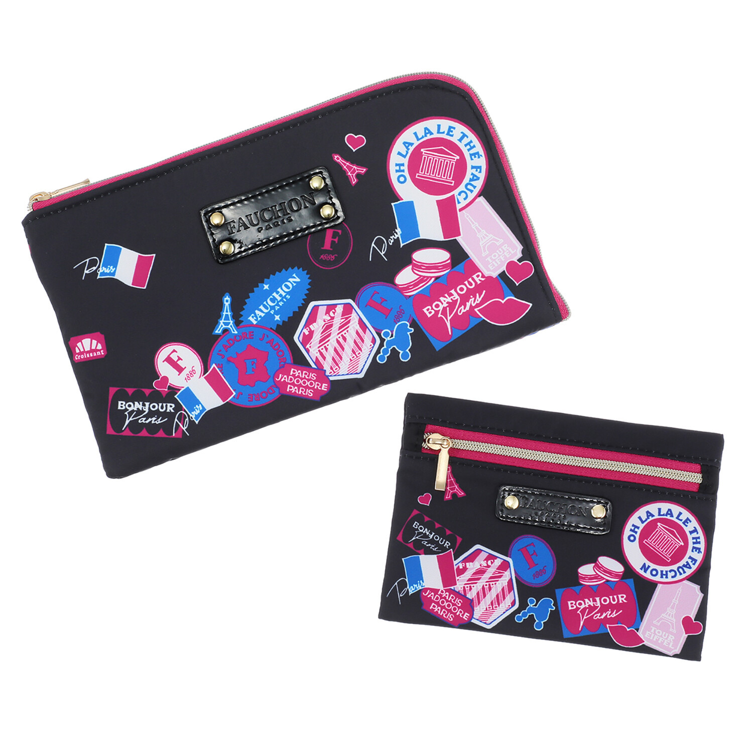 フォション プリント柄 L字ポーチ＆ ミニポーチセット