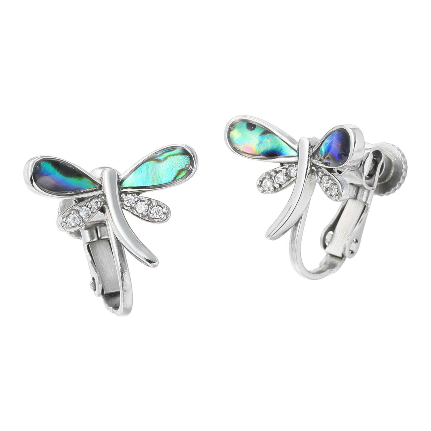 キラレ ステンレス アバローニシェル＆ＣＺ トンボモティーフ イヤリング／ピアス