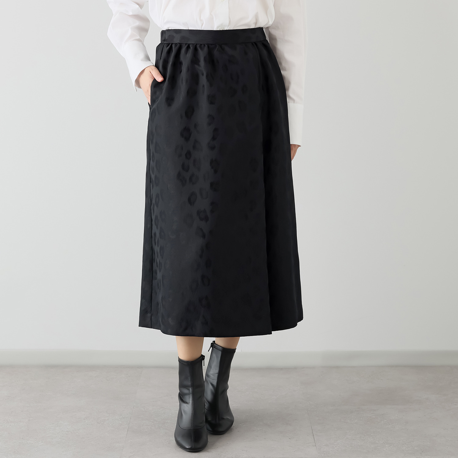 イフェメル／ ダブルフェーストーキョー 日本製 レオパード柄 ジャガードスカート