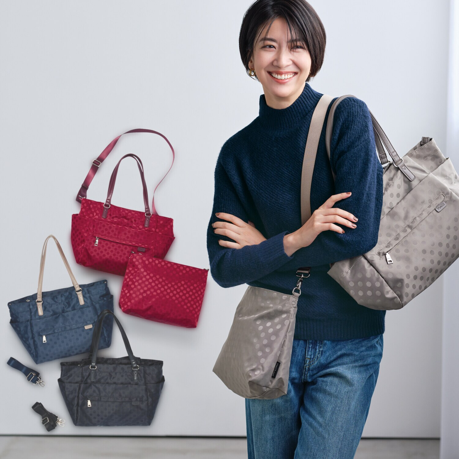 イザック撥水ドット柄ジャガード織軽量２ウェイリュック Amazon.co.jp: [イザック] リュック トートバッグ 2WAY 撥水