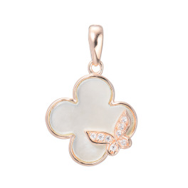 ルチェルーナ シルバー マザーオブパール＆ＣＺ ロマンチック クローバー ペンダントトップ