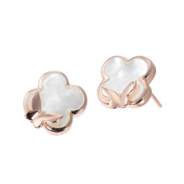 ルチェルーナ シルバー マザーオブパール ロマンチック クローバースタッドピアス