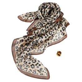 エアリーフェアリー モダンスタイル レオパード柄スカーフ＆ スカーフリングセット