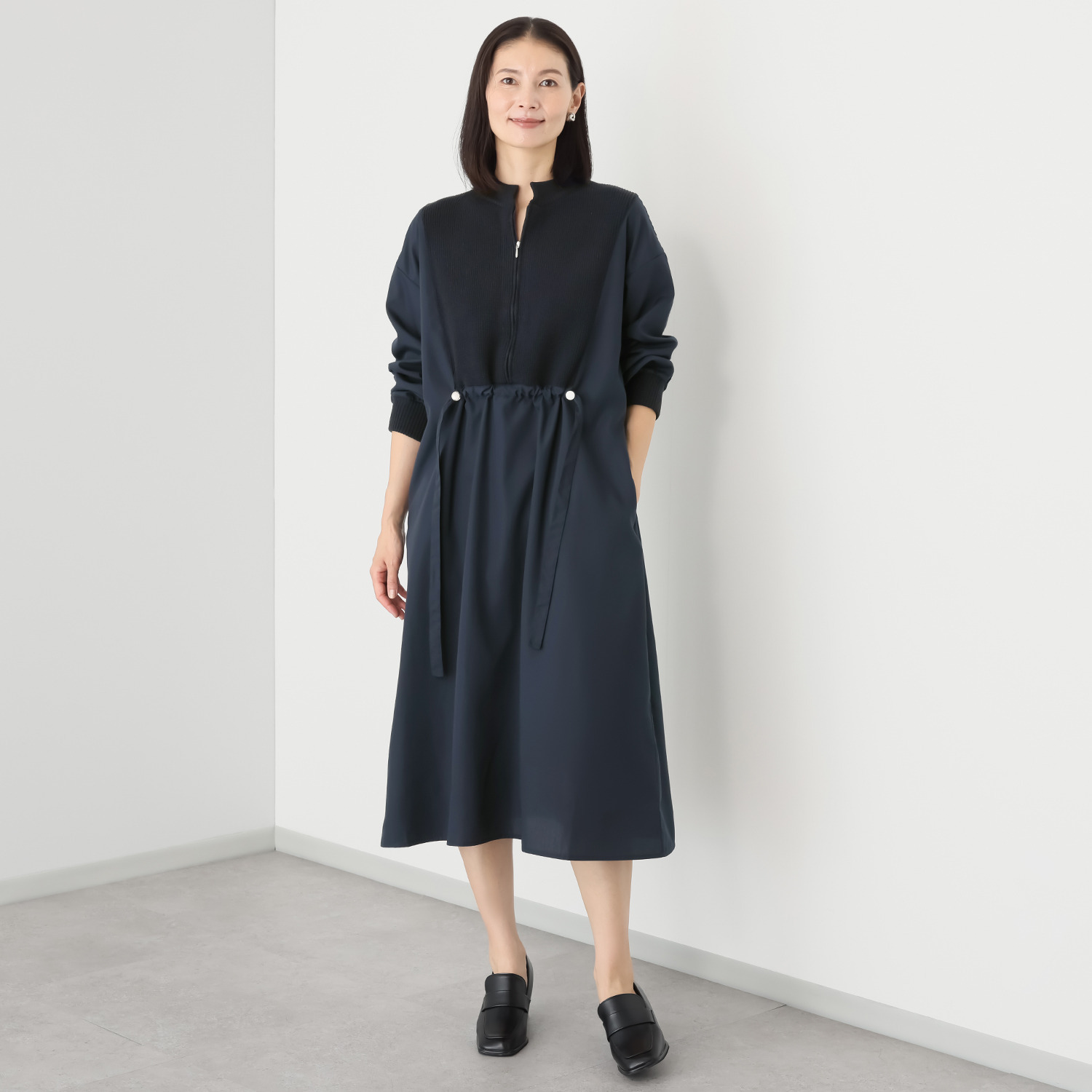 マチュート 日常をおしゃれに彩る ニットミックスワンピース- ショップ