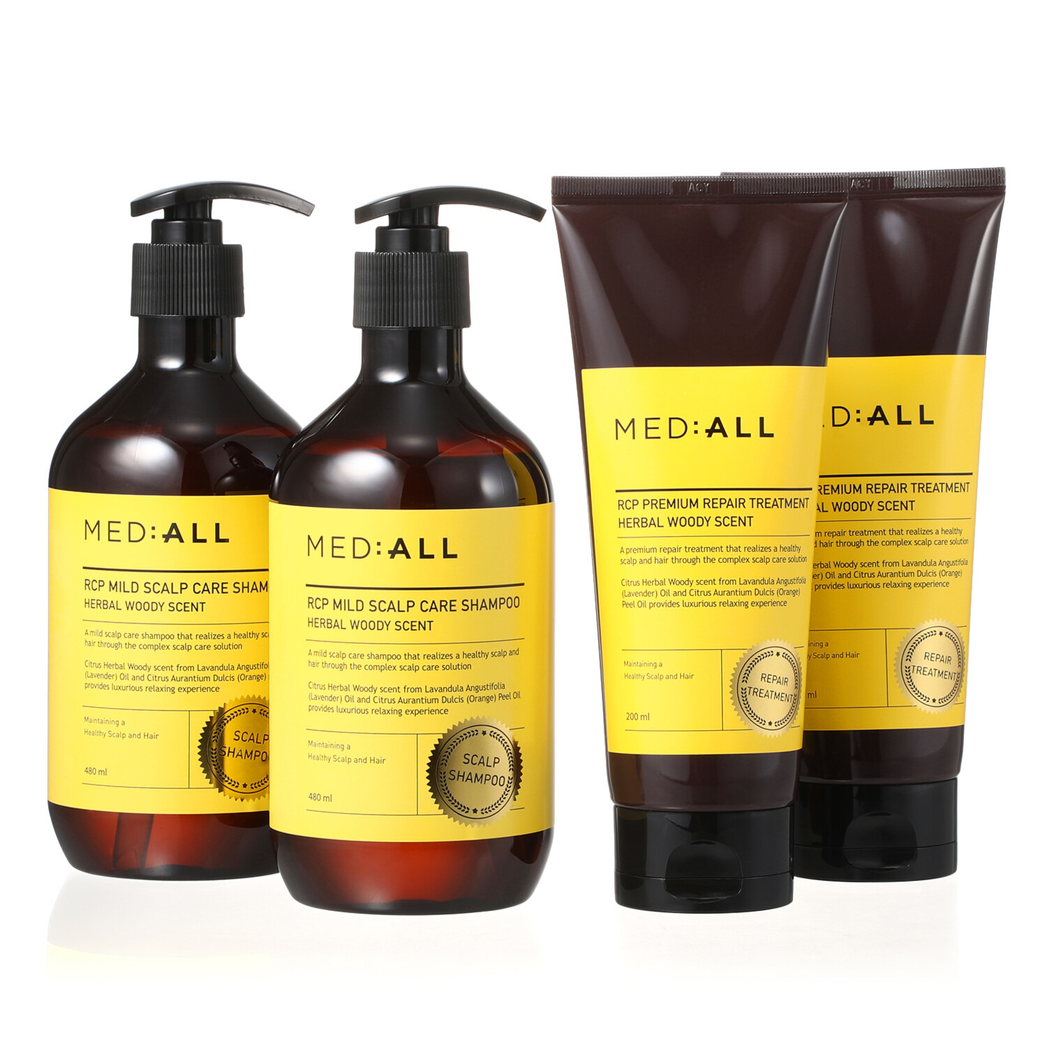 メディオール 韓国発！ こだわりの独自成分配合 髪を補修し、健やかな髪へ マイルド頭皮ケア シャンプー＆ リペアトリートメント 各２本セット