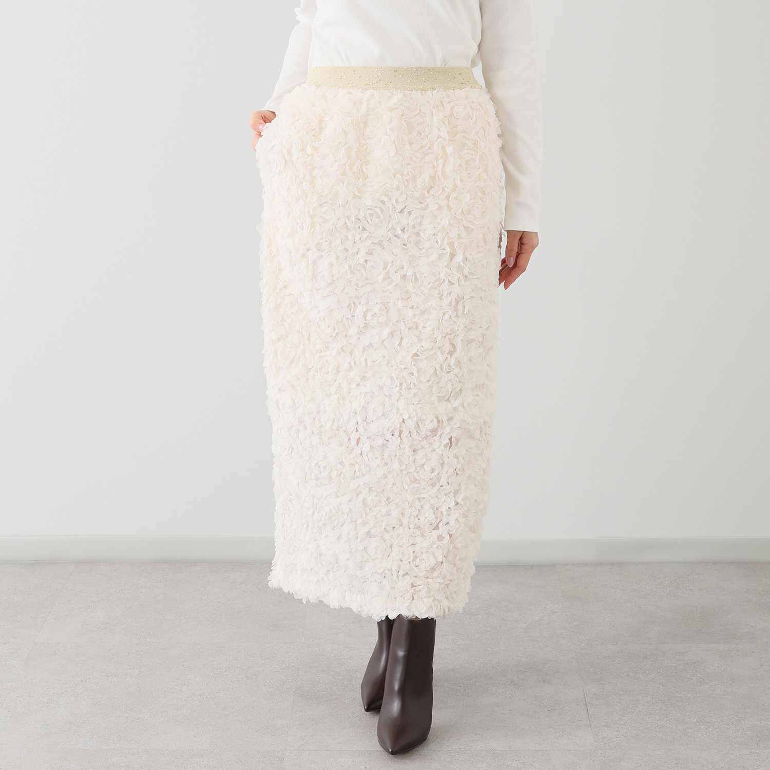 プリモヴァローレ フラワーレース スカート