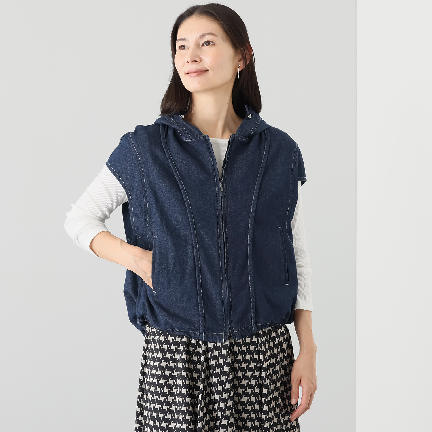 スタイル・ラヴィー フーディーデニムベスト