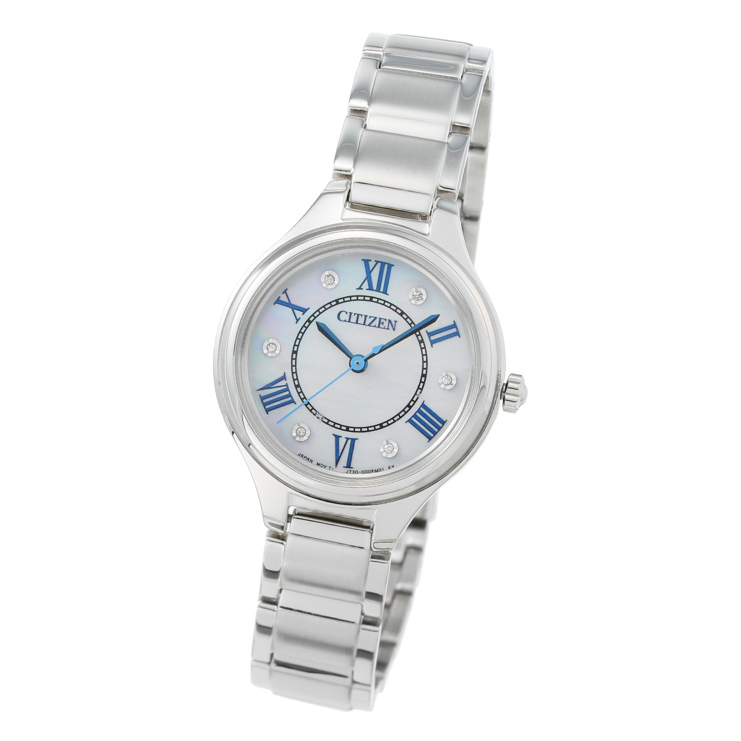シチズン ６ポイントダイヤモンド ラウンドフェイス ステンレスベルト ソーラーウォッチ ＜シルバーカラー＞