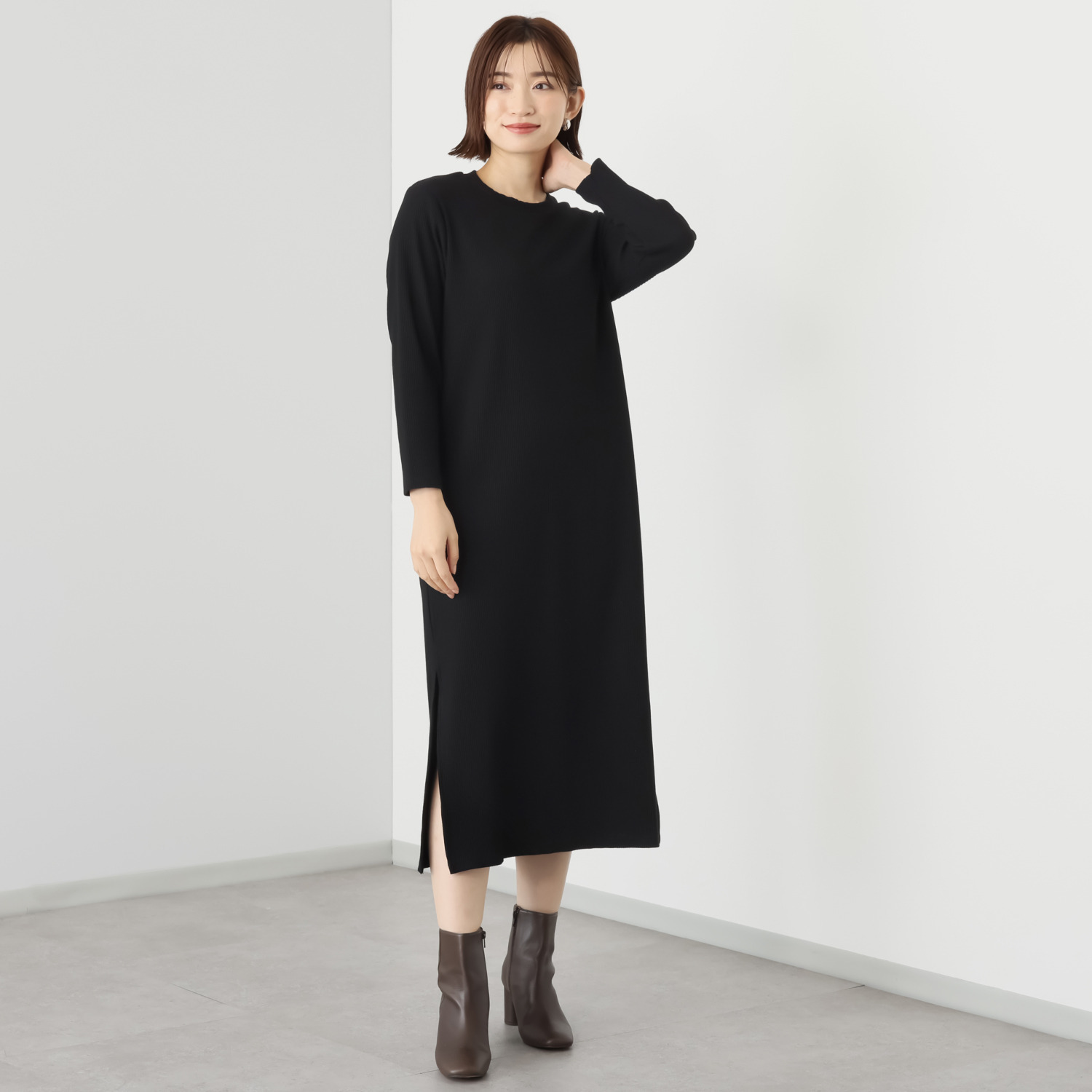 元町ゼラール テレコリブ Iラインワンピース- ショップチャンネル