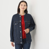 シュガーデプト ふんわり肌に気持ち良い ソフトタッチデニム ノーカラージャケット