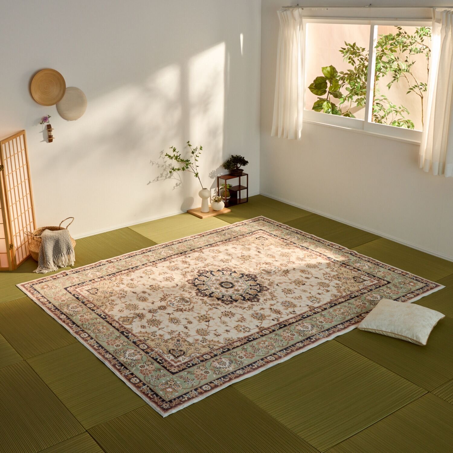 格調高い ペルシャンデザイン 手触りなめらか プルメイジュカーペット ＜２００×２５０ｃｍ＞