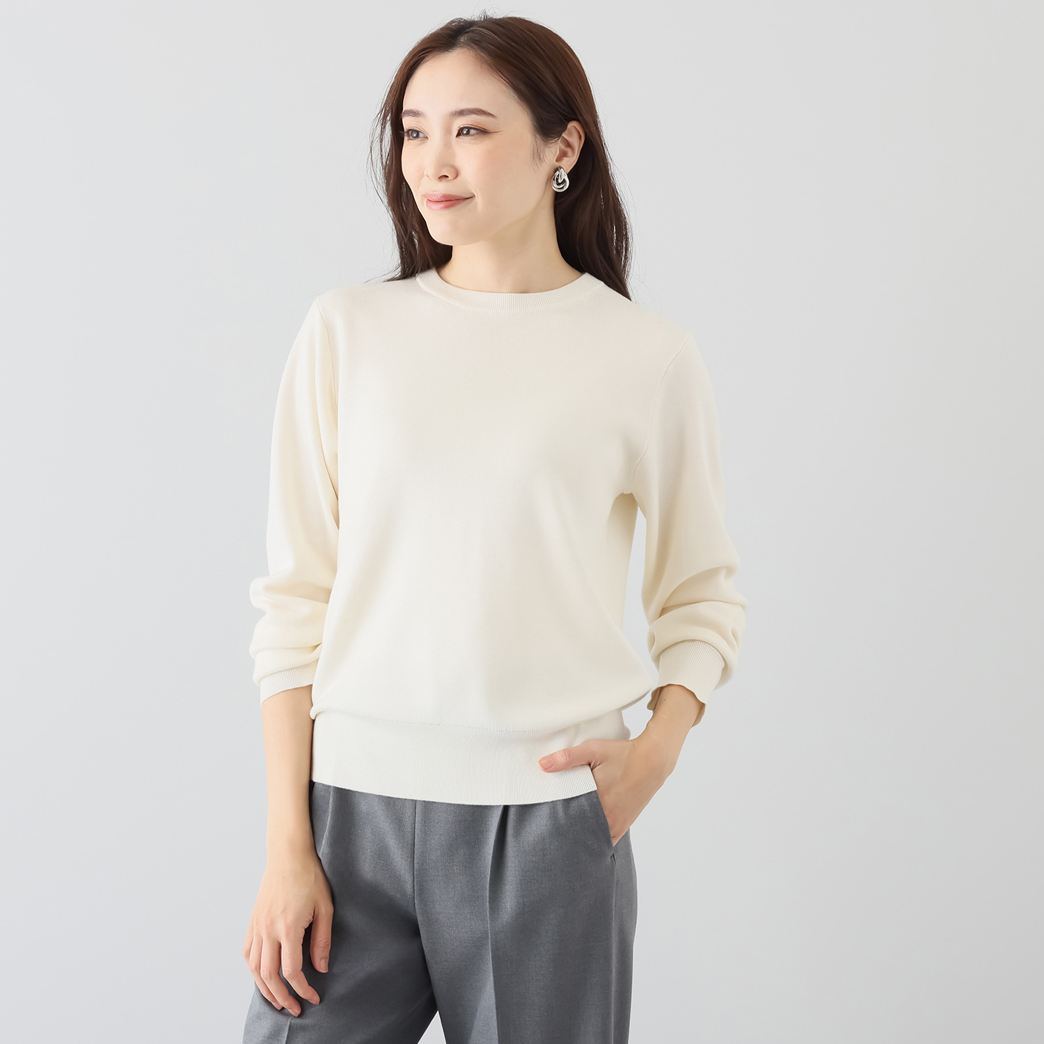 タルマス　ブランチ ウールシルク ダブルジャガード スエットプルオーバー