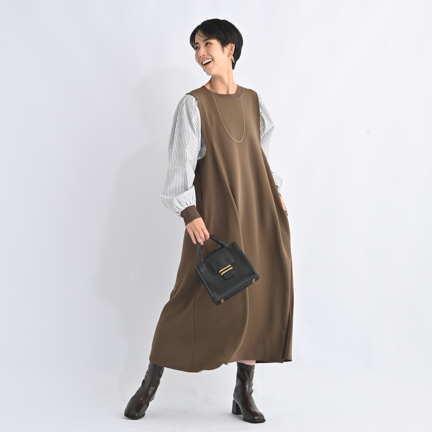 ゼラールスポーツ きれいめジャージー 異素材コンビ レイヤード風ワンピース