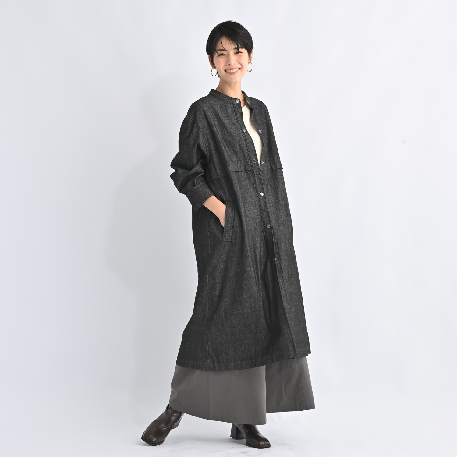 ゼラールスポーツ しなやかデニム使用！ ヨークデザイン スタンドネックコート