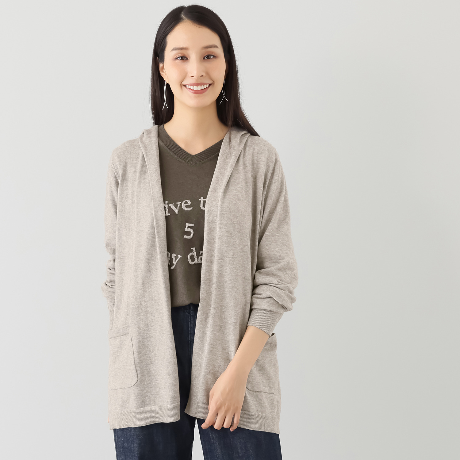 スピンブルー ギザコットンとヤクの 極上ブレンド！ ラグジュアリーニット フーディーコーディガン