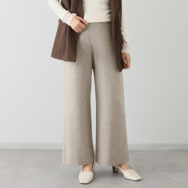 スピンブルー ギザコットンとヤクの 極上ブレンド！ ラグジュアリーニット ワイドパンツ