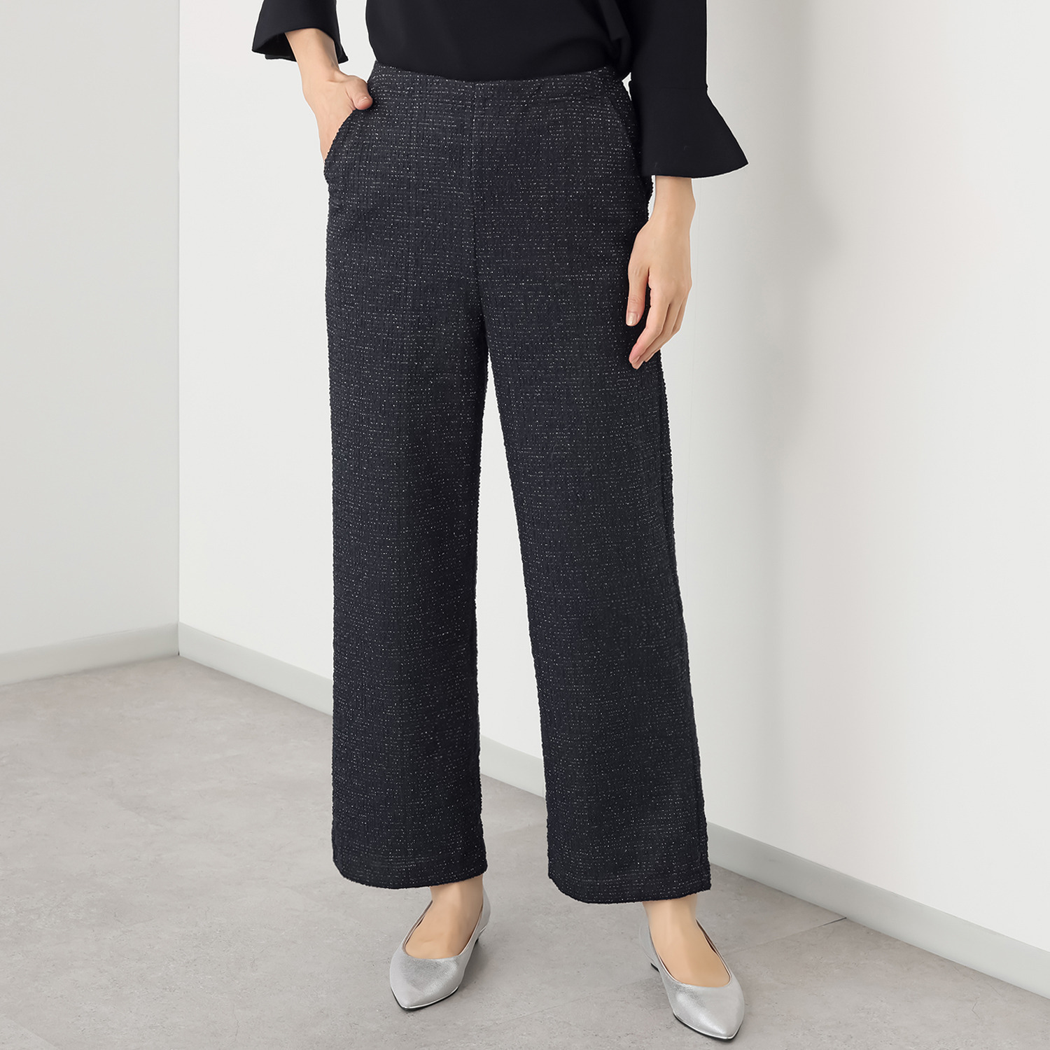 ＴＡＫＵＭＩＢＡ ラメツイード ワイドストレートパンツ