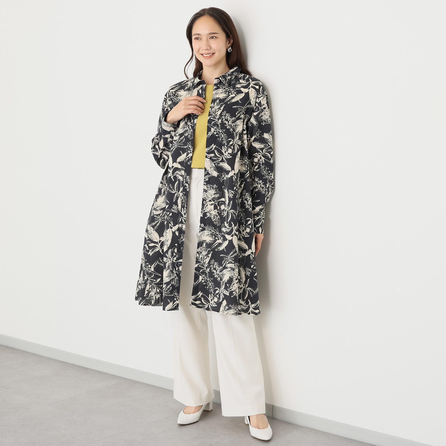 ダジュール 前開きプリントワンピース