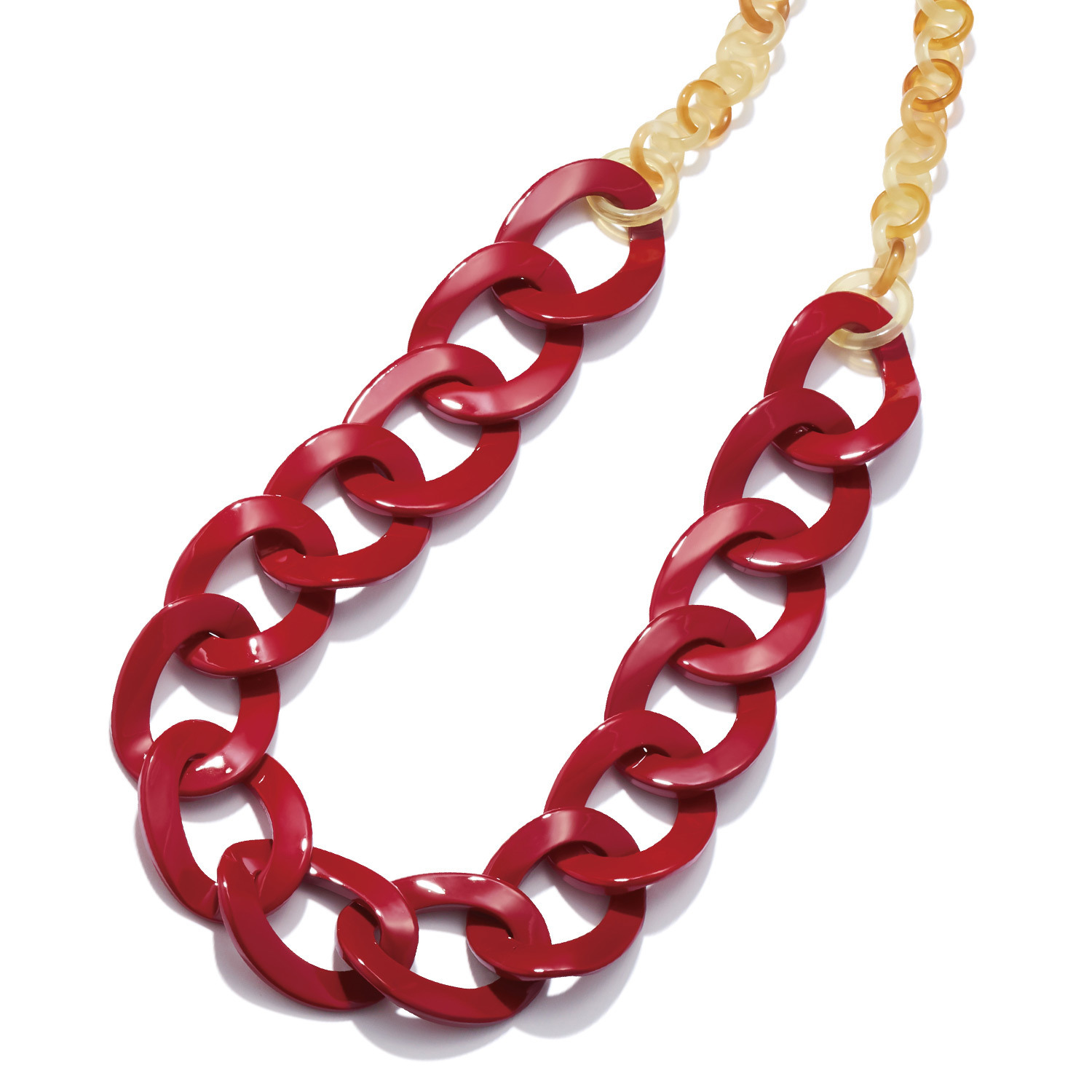 ミル・レーヴ 水牛 ルージュレッドカラー チェーンデザイン ネックレス