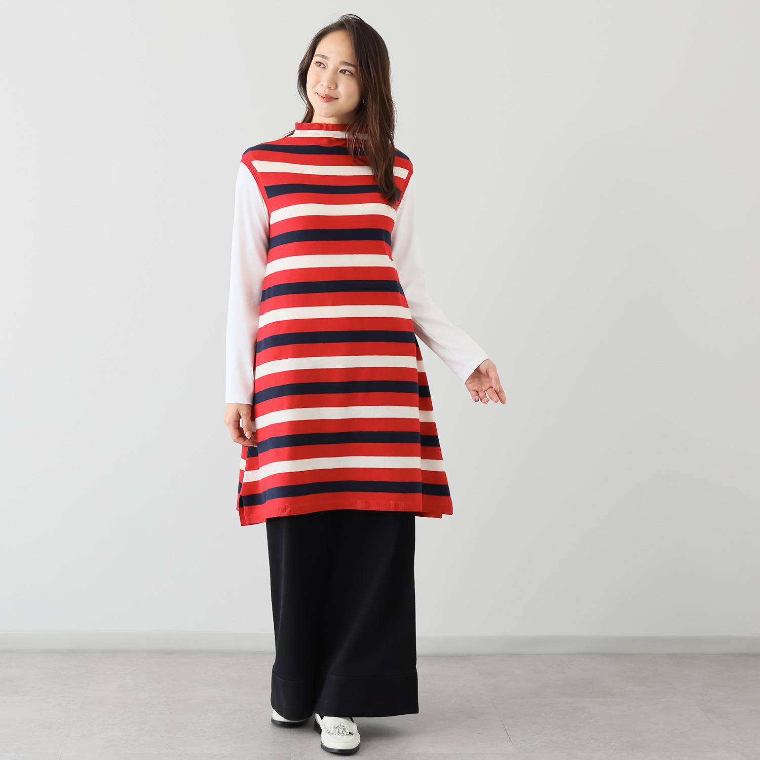 ハヤマ　ブリーズ ボーダー柄 ロングチュニック