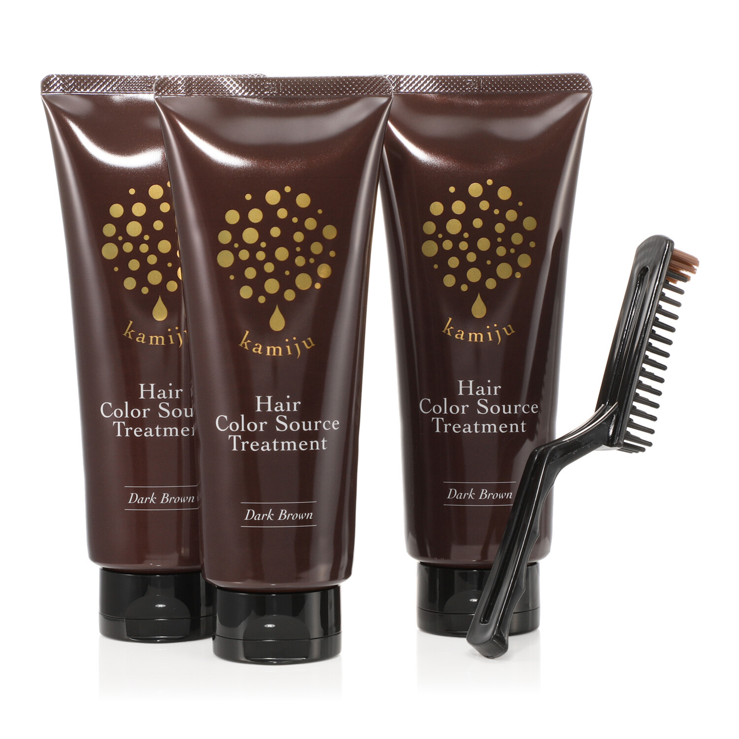 カミージュ 新発想！ 白髪を染めながら 髪を補修する ヘアカラーソース ３本特別セット