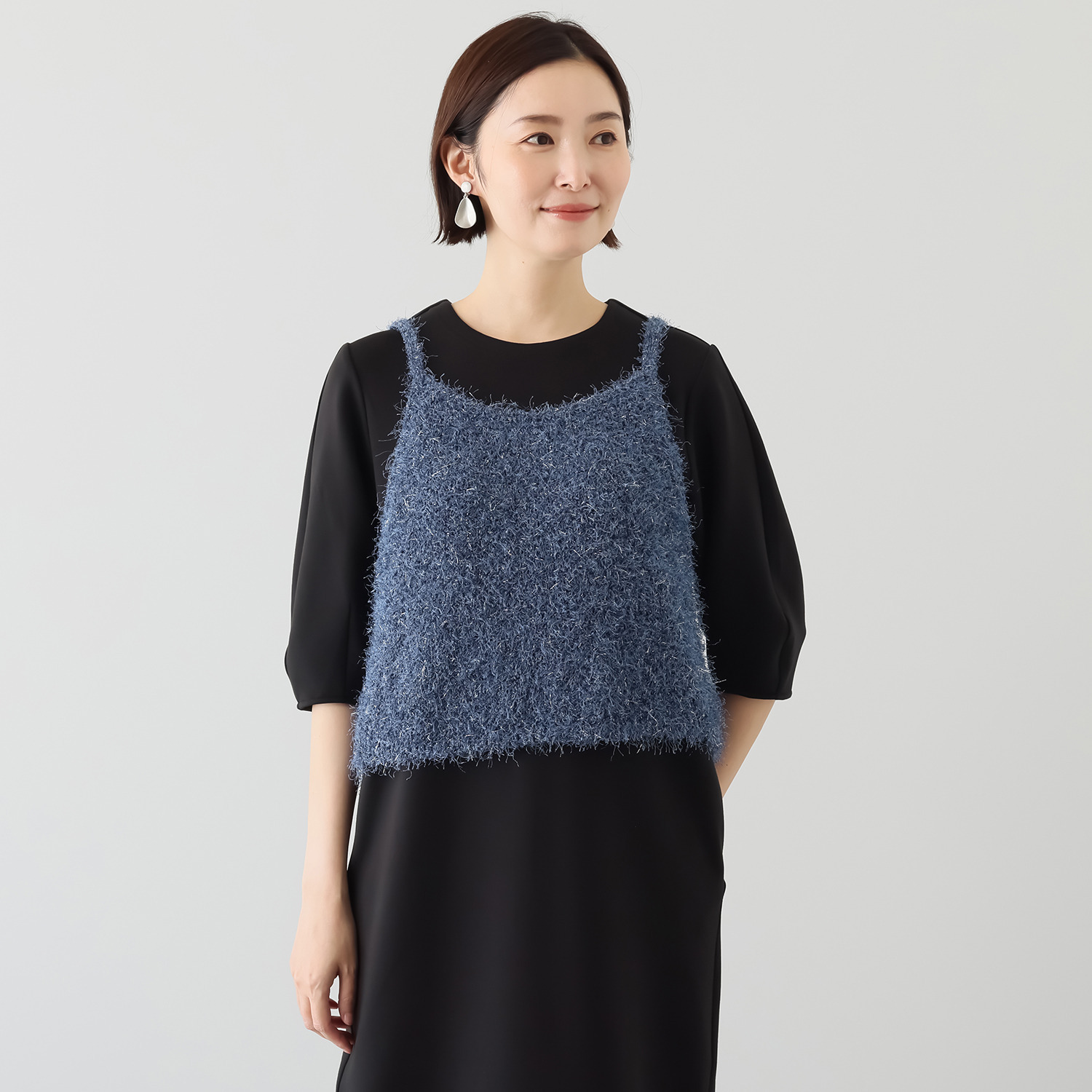 イシカワラボ☆ヒトミ 前後着用できる ファンシーヤーン ニット