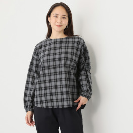 エムエムオー ギャザーチェックブラウス
