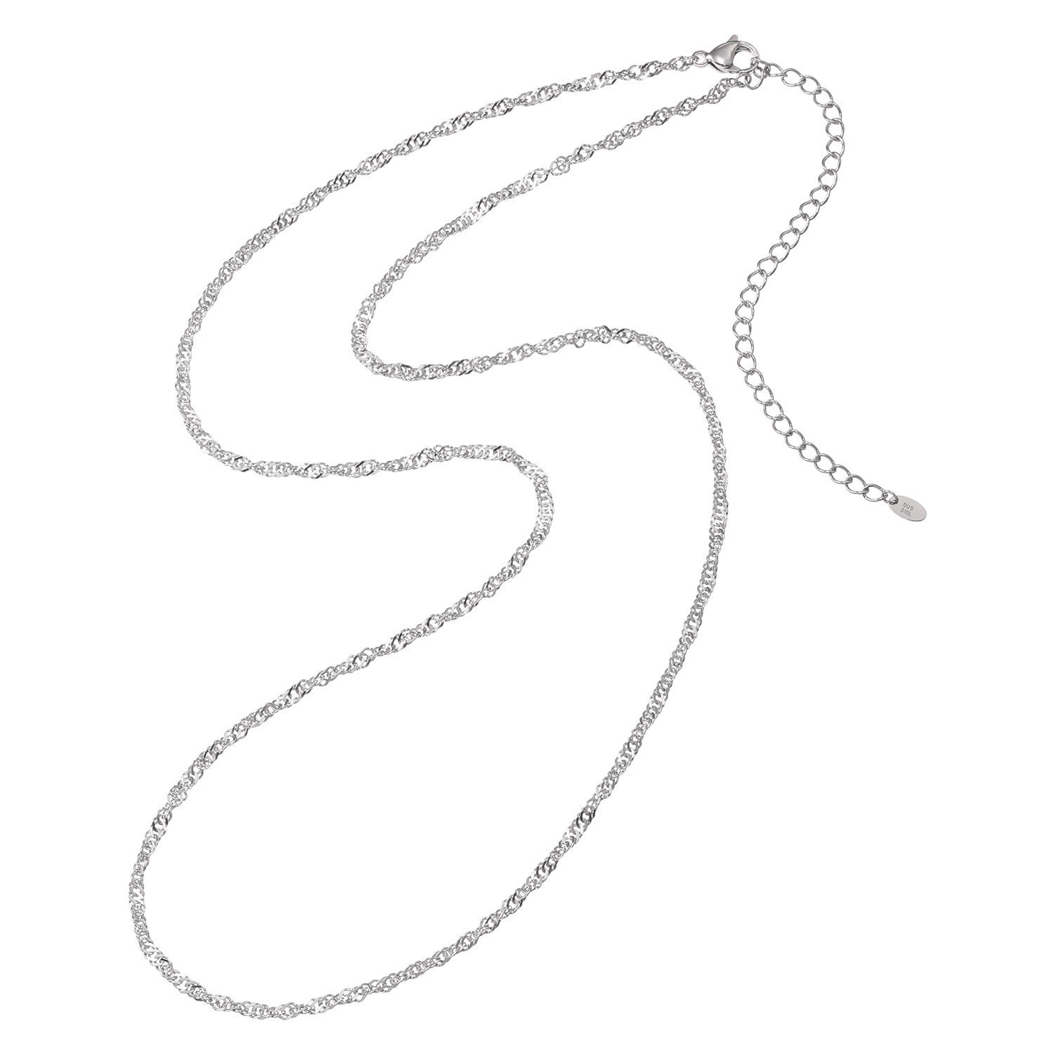 ステングレイス サージカルステンレス 煌めき続く スクリューチェーン ロングネックレス