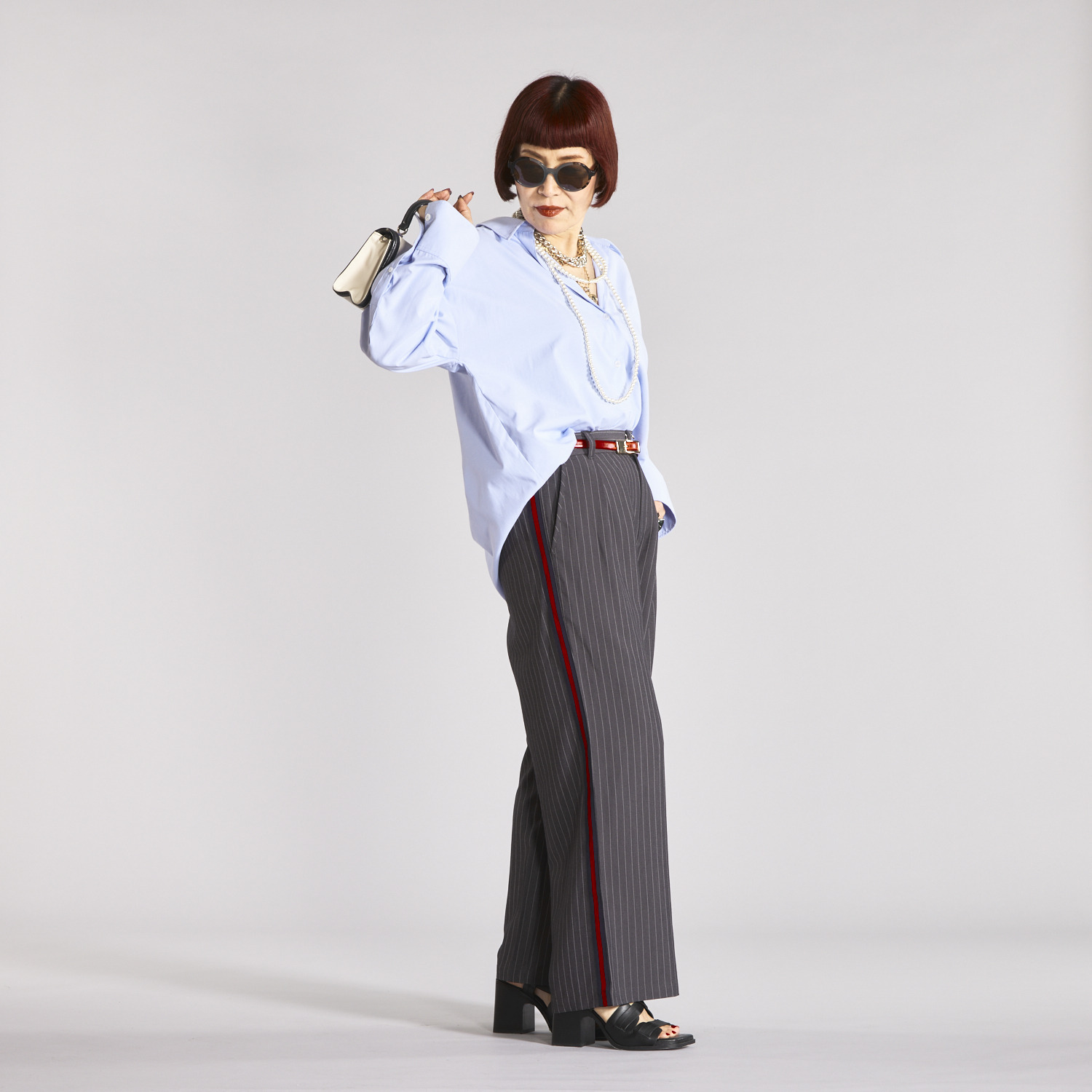 ボン・ブリコラージュ バイ　レイコ・ホウセンジ 脚長見えが叶う！ ストライプテープで ハンサムにキマる！ 旬顔サイドラインパンツ