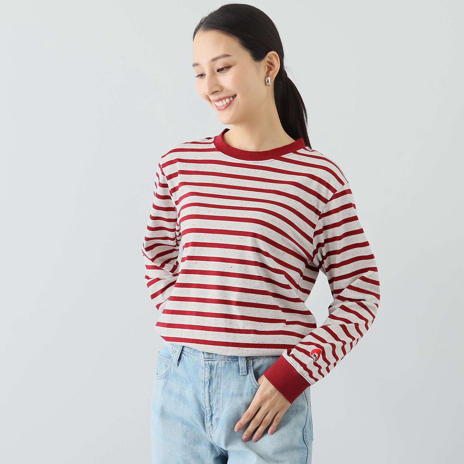 ベティスミス カラーネップ ボーダー クルーネック ロングスリーブＴシャツ ＜ユニセックス＞