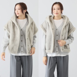 亀　恭子セレクト！ スタジオエーアール リバーシブル ミンク調エコファー ジレコート