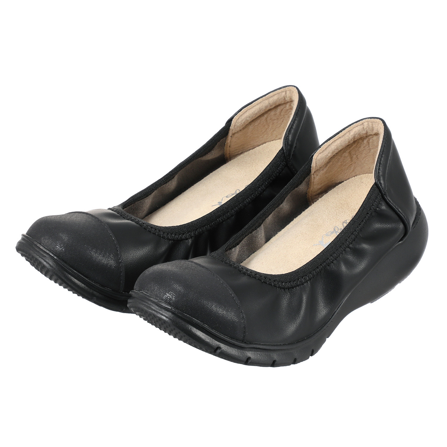 ラックラック 履いて歩いて全身運動！ 空飛ぶ　洗える 異素材切り替え エレガントパンプス