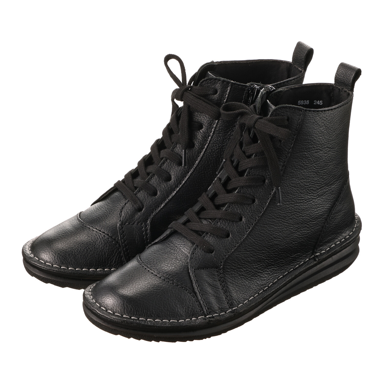 ミントドロップ 牛革 軽量ソール ファスナー付 レースアップブーツ