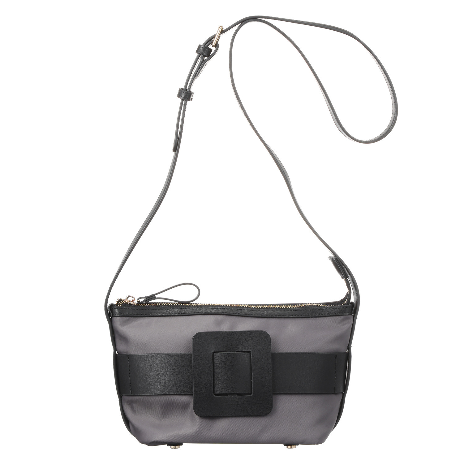 サン　ヒデアキミハラ トロンプルイユ レザーバックル ナイロンショルダーバッグ