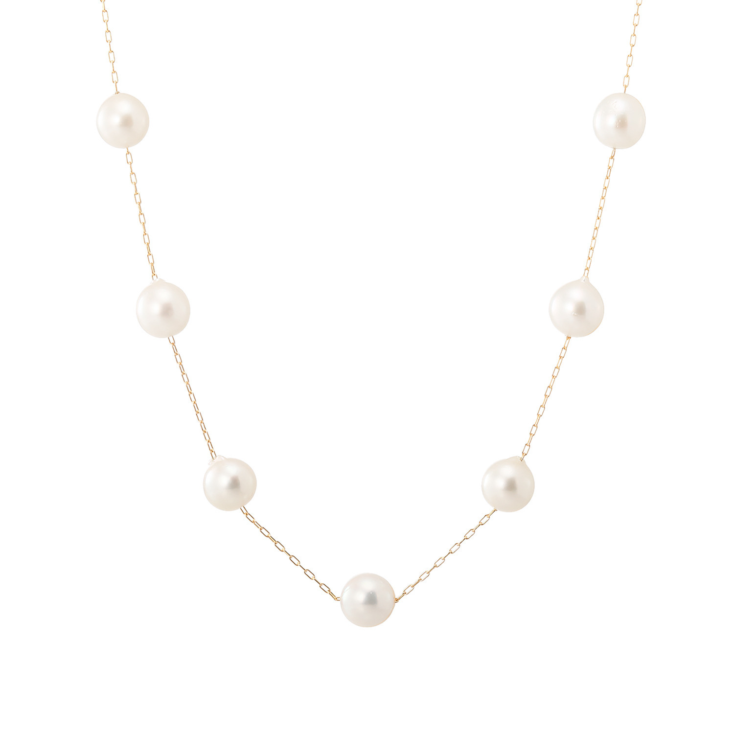 ペルラジオーネ　ステーションネックレス ペルラジオーネ 18K クリームピンクカラー 国産アコヤパール