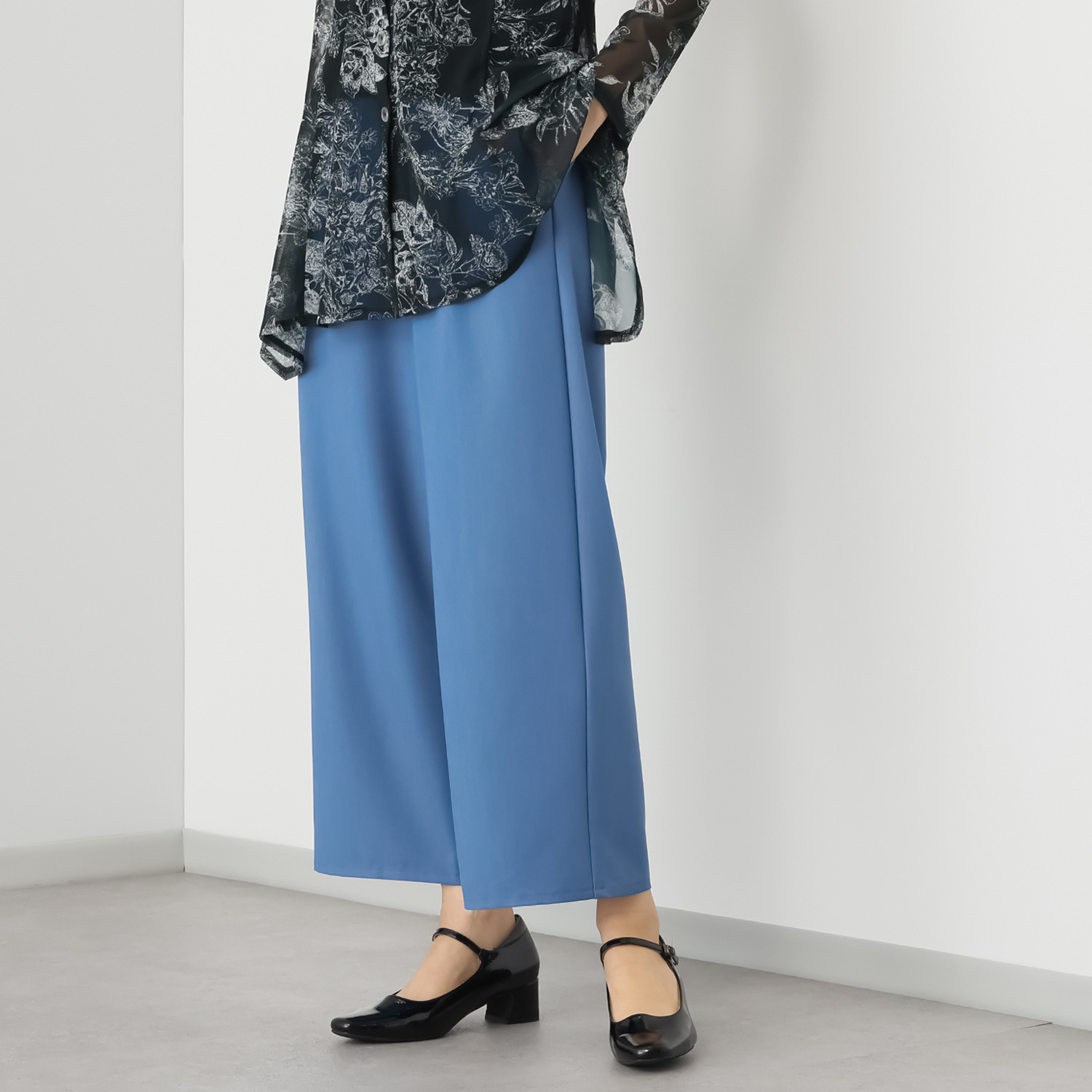 ダジュール デニム調 ワイドパンツ