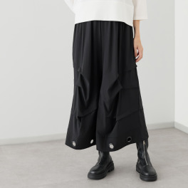 ベルポニー リラックスシルエット ストレッチ素材 デザインワイドパンツ