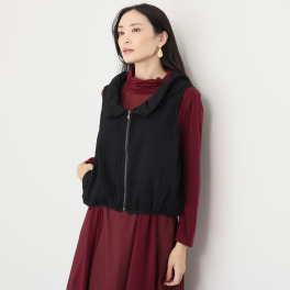 ベルポニー 異素材切替 レース使い ショートレングス デザインベスト