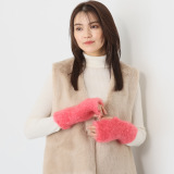 アデルズ　モヘヤ 南アフリカ製 キッドモヘヤ混 ふわふわエアリー 指出しミトン ＜プレーン＞