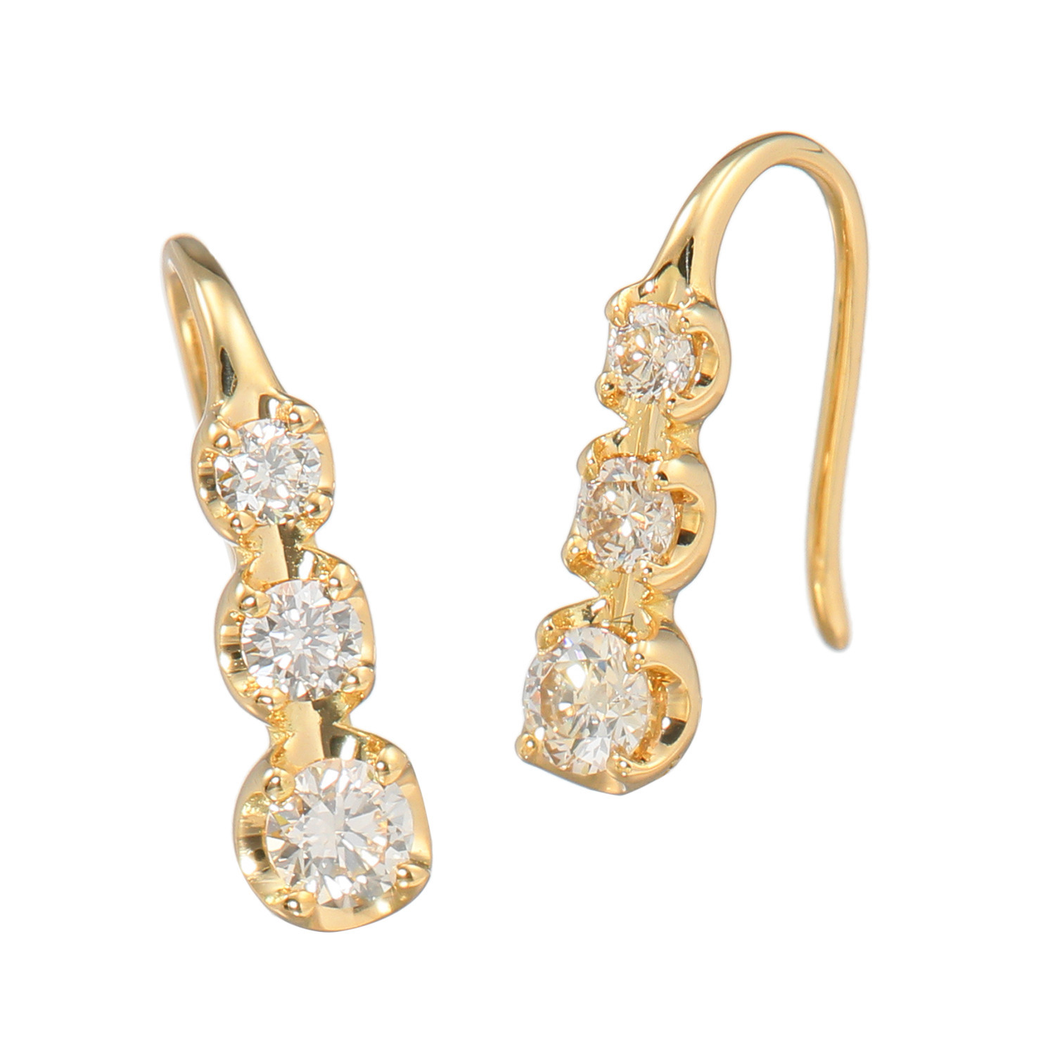 お値下げ♪18KWG スリーストーンダイヤモンド 合計0.10ct ピアス 18KWG スリーストーンダイヤモンド 合計0.10ct ピアス（両耳）