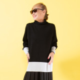 ミニマライズプラス 大人の上品な輝き放つ モックネック ニットプルオーバー