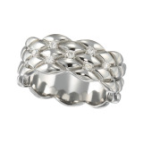 リノン サージカルステンレス ダイヤモンド キルティングデザイン リング