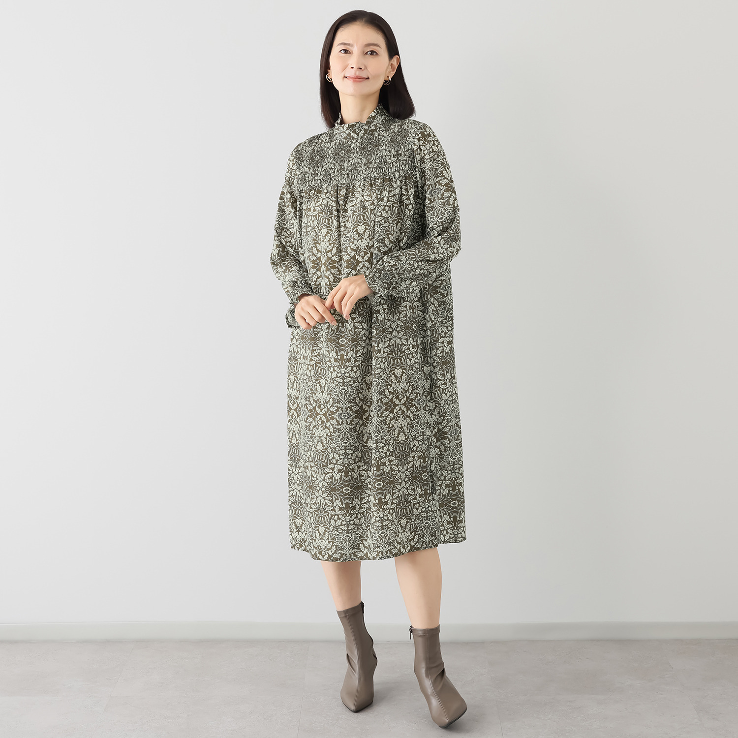 ダジュール プリント シャーリングワンピース