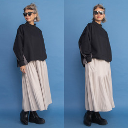 ヨーコモリモト プリーツ＆ティアード ２ウェイデザイン ロングスカート