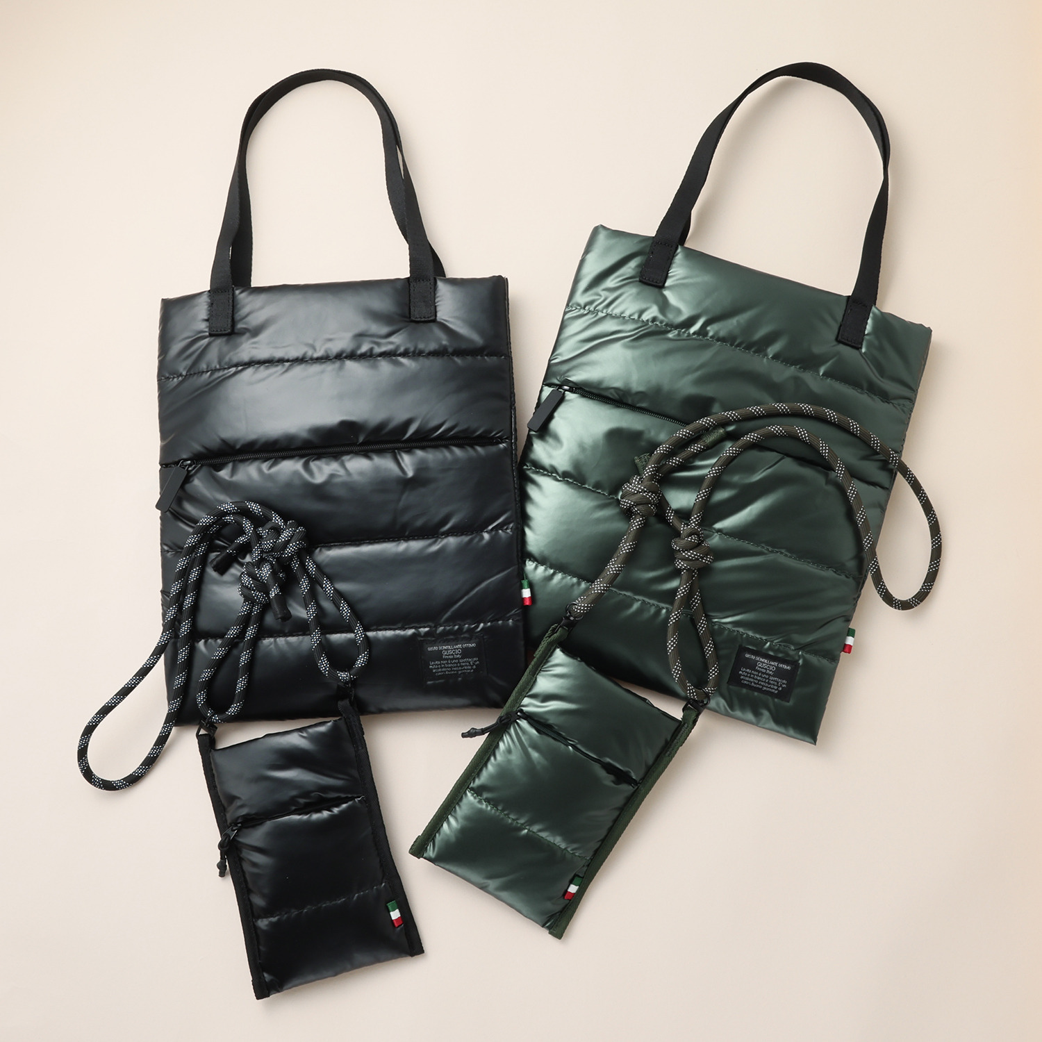 グッシオイタリー キルティング トートバッグ＆ ショルダーバッグセット