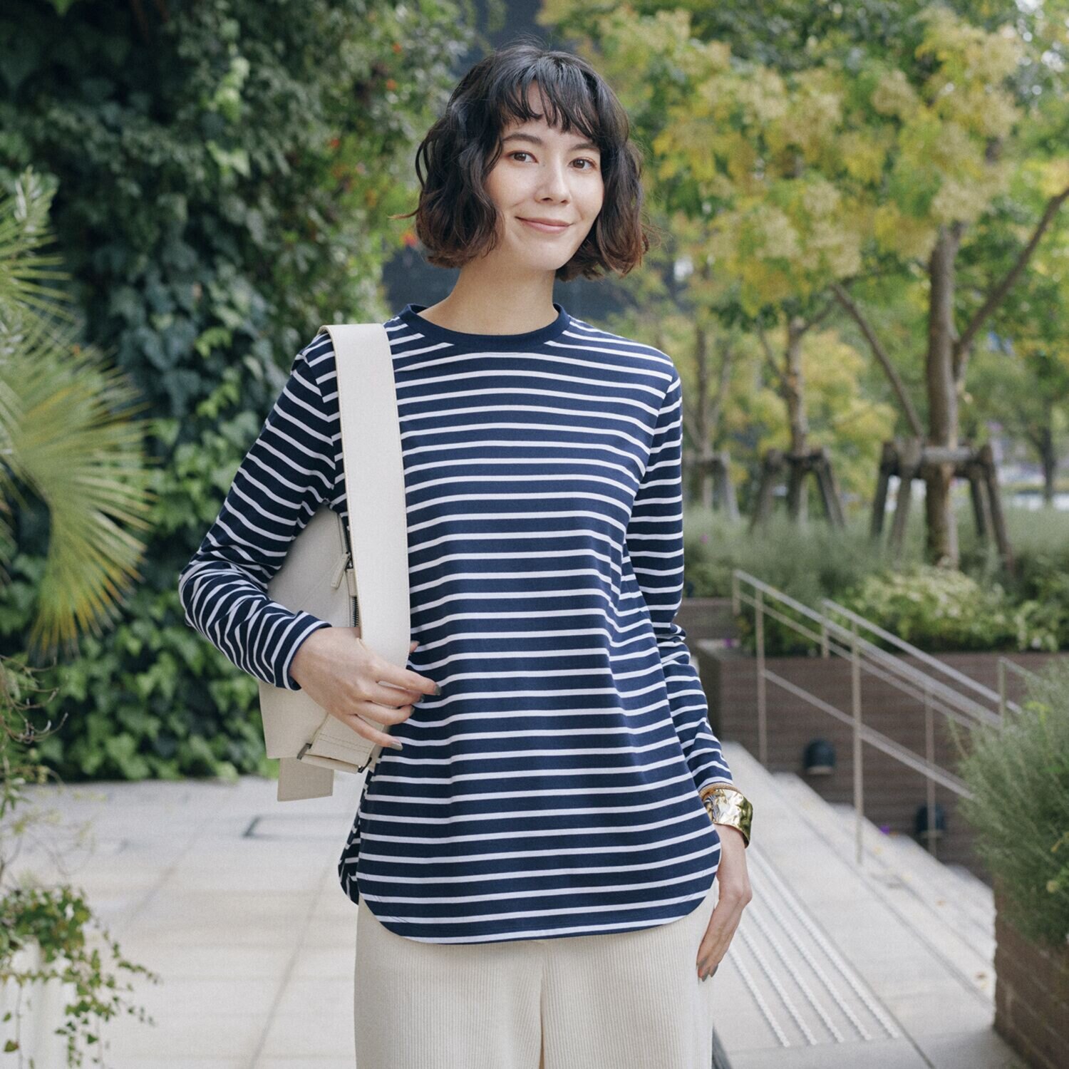 亀　恭子セレクト！ シャルルポ 日本製 ギザコットン混 長袖プルオーバー